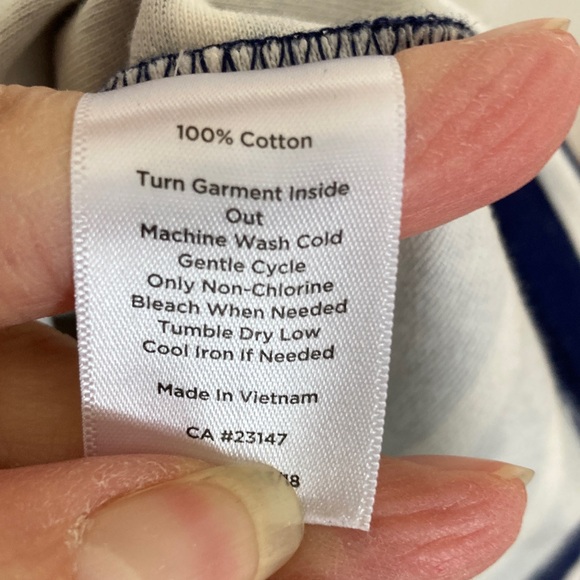 Talbots Navy & White Striped with Floral Neckline Dress - Picture 4 of 7